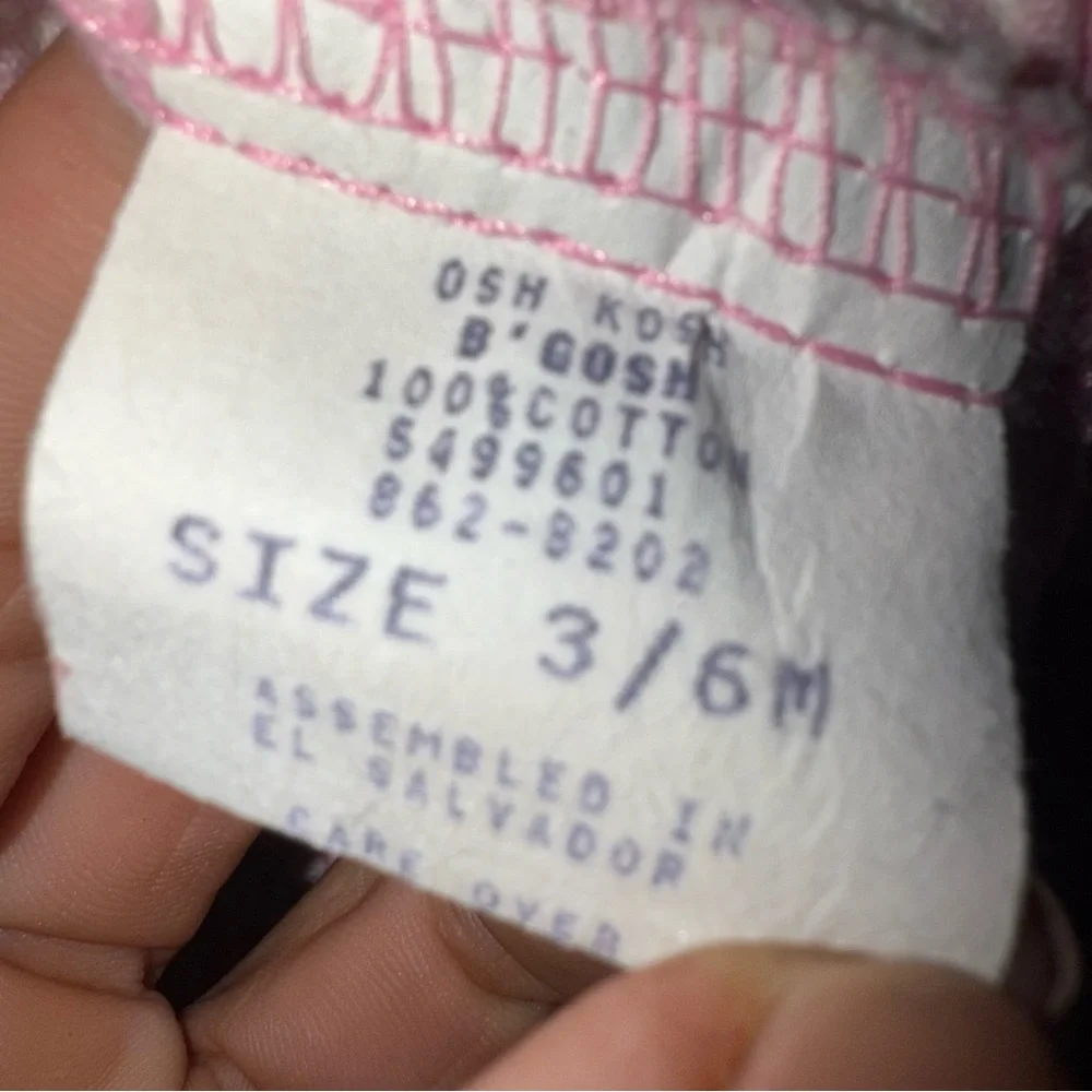 Vintage OshKosh Baby B’Gosh Girl Pink & White‎ Striped Overalls Railroad 3-6 Mo